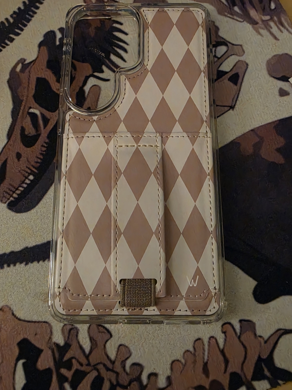 Wallis Pink and Cream Argyle Phone Case with Card Strap